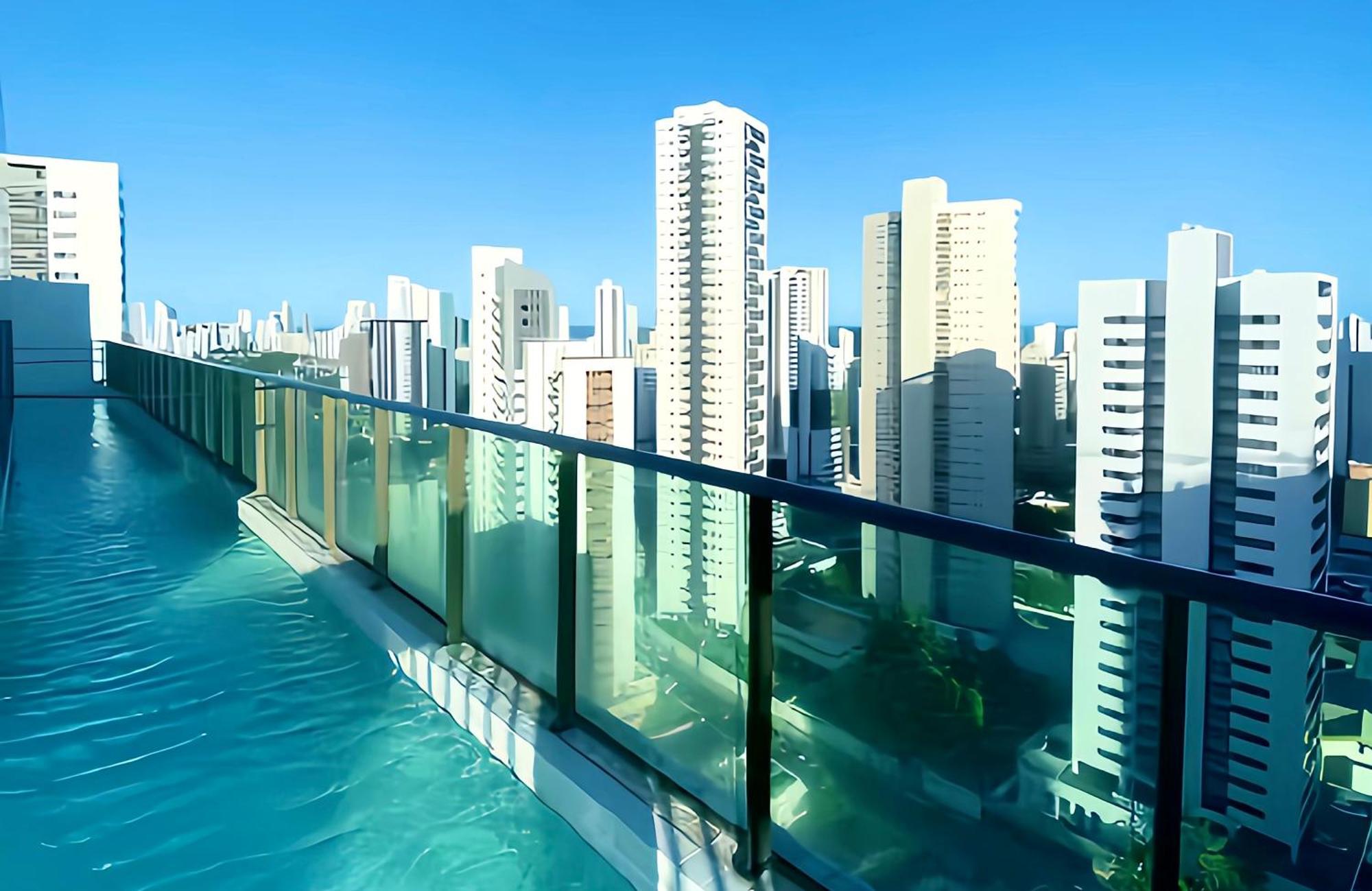 Flat Piscina No Rooftop Aluguel Temporada Em Recife Exterior foto